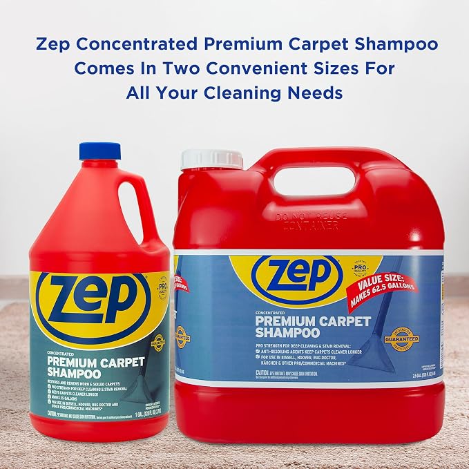 Zep Premium Carpet Shampoo 128 ounce ZUPXC128 (Pack of 2) Deep Cleaning and Stain Removal