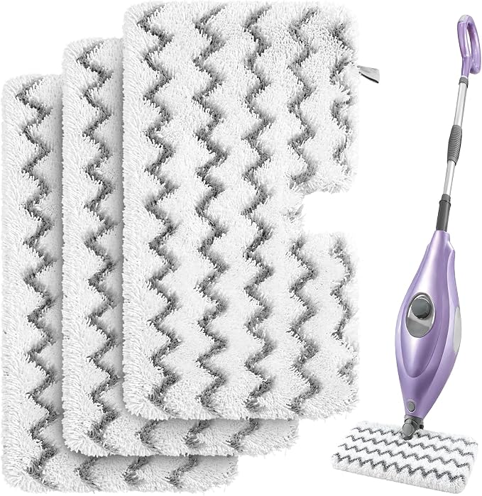 3 Pack Steam Mop Replacement Pads, Microfiber Steam Mop Pads with Scrub Strips, Compatible with Shark Steam Pocket Mop S3500 Series (S3501, S3601, S3901), Washable Pads for Sealed Hard Floors