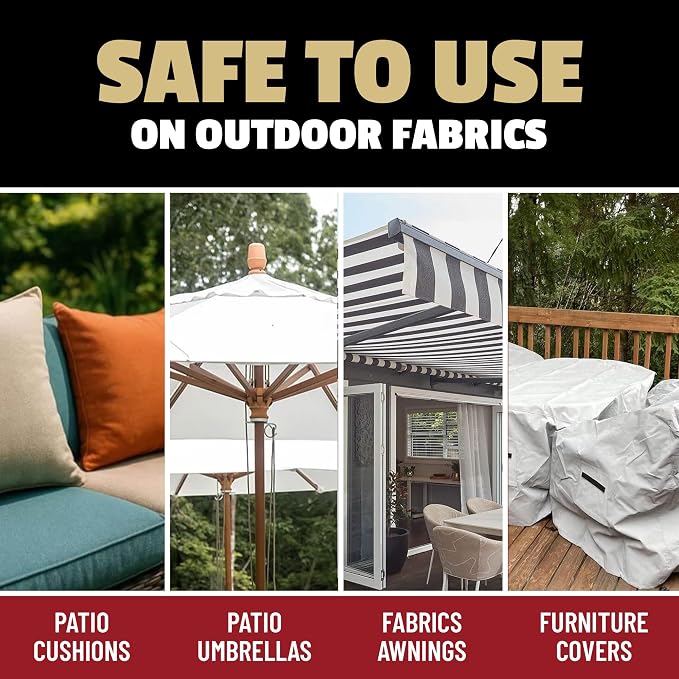 Patio Cushion Cleaner Outdoor Fabric Cleaner - Deep Cleans Dirt, Grime & Weather Stains on Furniture, Pillows, Umbrellas, Awnings & Covers – Non-Bleach, Designed for Canvas, Polyester & Acrylic, 16 oz