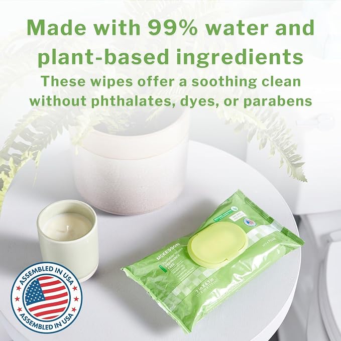 McKesson Flushable Adult Wet Wipes, Scented, 288 Wipes (6 Pack of 48) | Plant-Based Cleansing Wipes, Scented, Gentle on Skin, Plant-Based Adult Cleansing Wipes