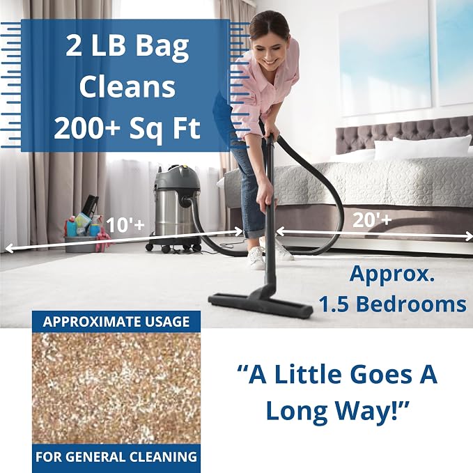 SaniClean Dry Carpet & Rug Cleaning Powder – Deep Cleans, Spill Cleanup, Spot & Stain Remover, Pet Mess | Brush In, Vacuum Out | For Large Areas Or Spot Treatment | No Harsh Chemicals (2 Pound Bag)