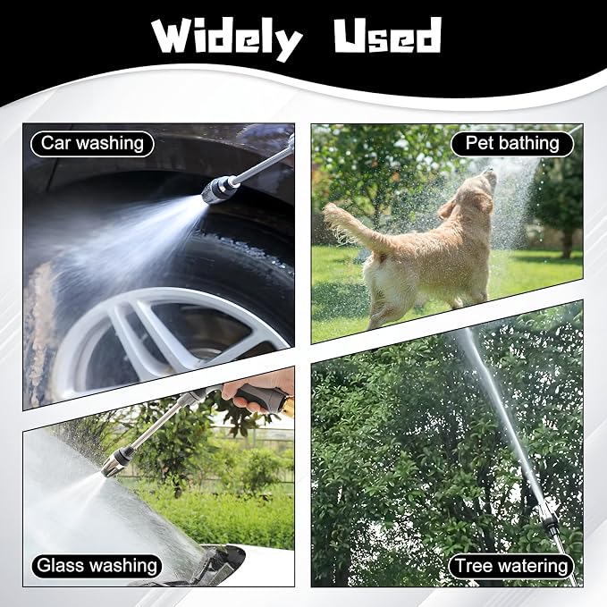 Pressure Washer, High Pressure Hose Nozzle with Connectors, Water Sprayer Cleaning Tool for Car Window, High and Portable Pressure Washer Wand for Plant Watering and Lawn Care(Water Gun + Connector)