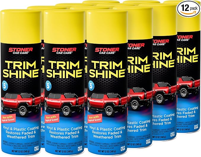 Stoner Car Care 91034-12PK Trim Shine – Black Trim and Plastic Restorer for Cars – Vinyl and Plastic Trim Protectant Coating for Interior and Exterior Use – Fast-Drying No Sling – 12 oz (Pack of 12)