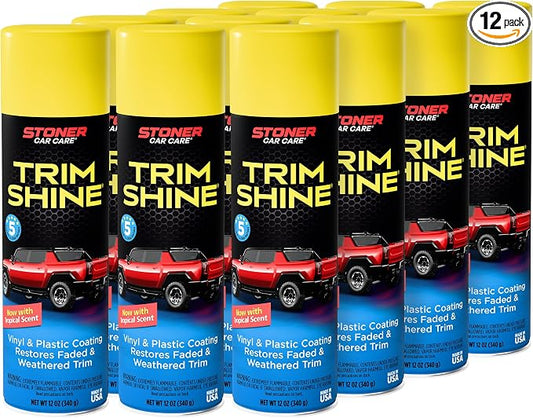 Stoner Car Care 91034-12PK Trim Shine – Black Trim and Plastic Restorer for Cars – Vinyl and Plastic Trim Protectant Coating for Interior and Exterior Use – Fast-Drying No Sling – 12 oz (Pack of 12)
