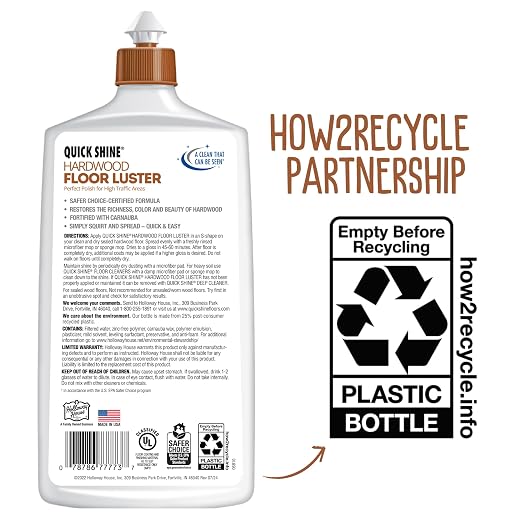 Quick Shine Hardwood Floor Luster 27 oz, Natural Looking Shine | Plant Derived Carnauba Polish, Renew & Protect, Streak & Haze Free, Non-slip, pH Neutral, No PFAS, EPA Safer Choice
