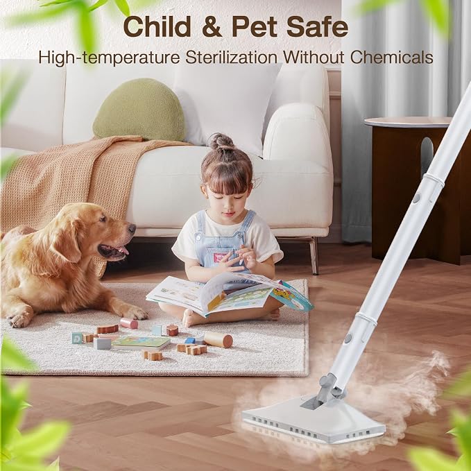 Steam Cleaner, Detachable 10-in-1 Handheld Steam Mop for Multi-Surface | Quick 10s Heat, 350ml Water Tank and 2-Level Steamer for Cleaning Floor, Window, Carpet, BBQ Grill, Tile, Sofa, Car and Grout