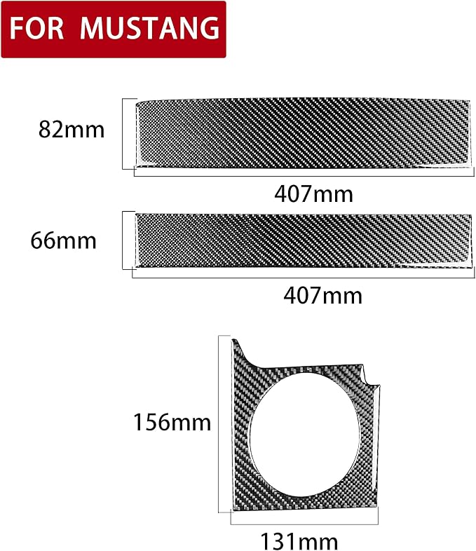 Real Carbon Fiber Trim for Ford Mustang GT Shelby Accessories | for 2005 2006 2007 2008 2009，Passenger Instrument Dashboard Cover，Thick Overlay Sticker Decal，3PCs