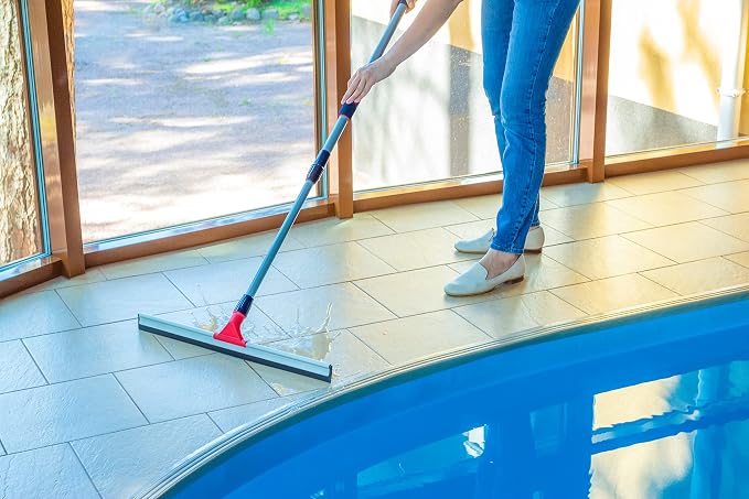 DSV Standard Professional Floor Squeegee for Concrete Floor, 24" Large Heavy Duty Squeegee for Floor, Squeegee Broom for Floor with Telescopic Handle 30”–57” for Tiles, Garage, Deck, Bathroom, Window