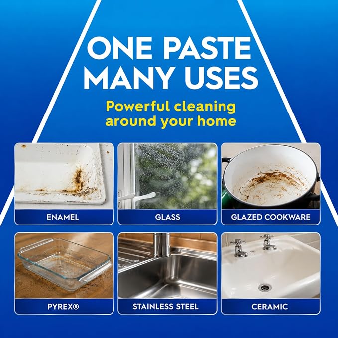 Astonish Oven & Cookware Cleaning Paste For Glass, Appliances, Ceramics, Stovetop & Pyrex - All Purpose Kitchen Cleaner - Heavy Duty Stainless Steel Degreaser Removes Baked On Grease & Grime 150g Tub