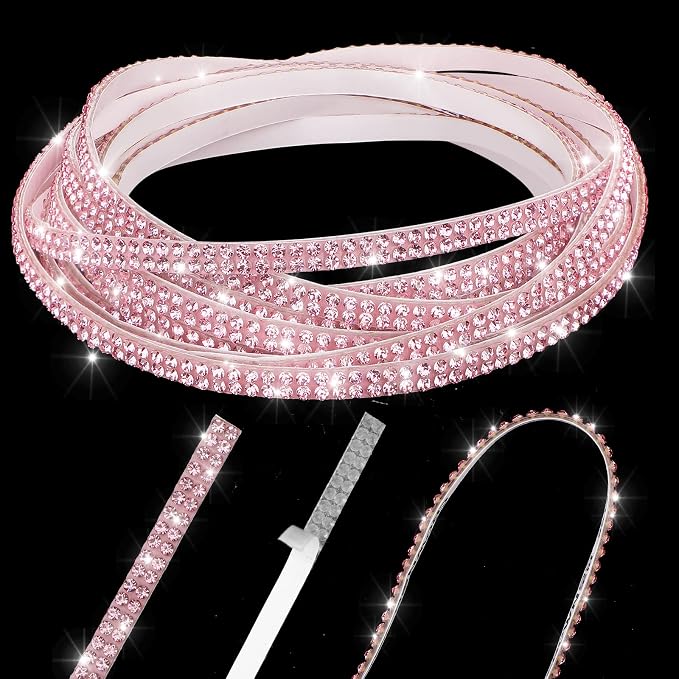 Kingdder 32.8 ft Bling Car Trim Self Adhesive Bling Car Accessories for Women Rhinestone Strip Glitter Diamond Sticker DIY Line Molding Dashboard Decal Shiny Auto Stuff for Interior Exterior Decor