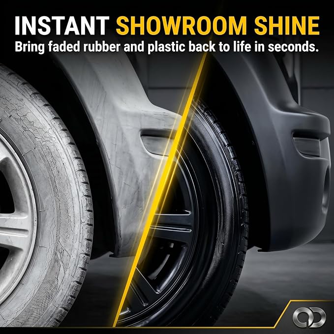 Premium Tire Coating Paste & Black Trim Restorer, Drip-Free Ceramic Rubber Polishing Wax Revives Deep Shine, UV Protection for Auto Interior Exterior, Includes Brush Towel & Sponge (5Pcs)