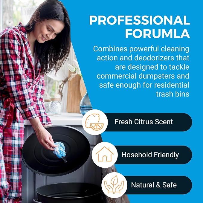 Sharpshooter, Heavy-Duty Trash Can Odor Eliminator & Degreaser, Garbage Surface Cleaner and Deodorizer Foam, Professional-Grade, Fresh Citrus Scent, 32 oz