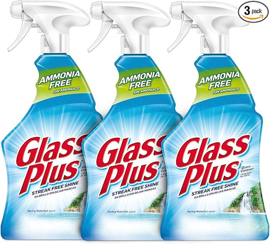 Glass Plus Glass Cleaner, 32 fl oz Bottle, Multi-Surface Glass Cleaner (Pack of 3)