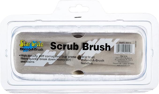 STAR BRITE 8" Heavy Duty Cleaning Brush – Durable, High-Density Star Prene Fibers for Boat Decks, Docks & Tough Surfaces – Fits 3/4" Threaded or Extend-A-Brush Handles – Stiff Bristle, White (040010)