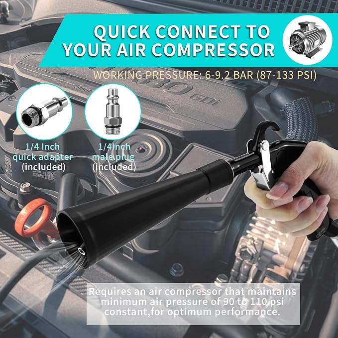 GOCCIDA Car Dry Cleaning Gun Tornado Air Blow Gun | Car Detailing Kit Interior Cleaner,Car Detailing Tools for Car Quickly Blasts Dirt and Dust with Nozzle and Dusting Brush