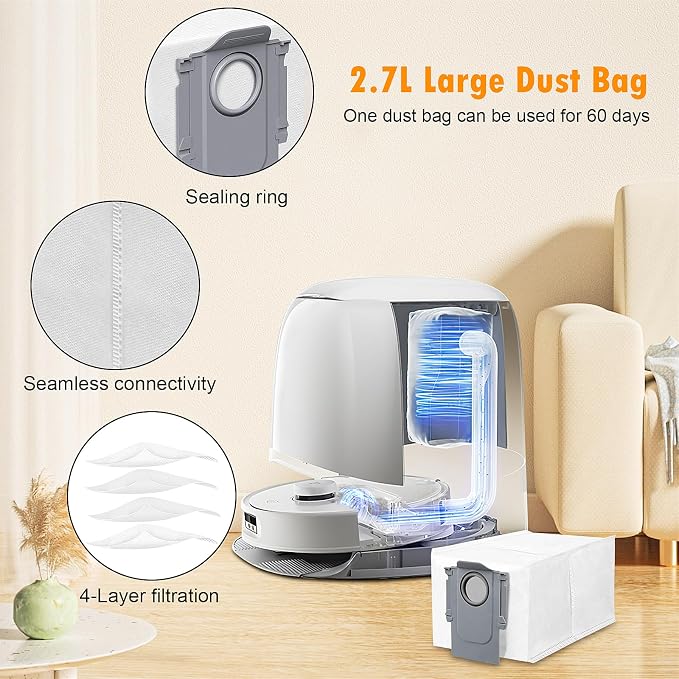 28 Pcs Qrevo S5V Replacement Parts for Roborock Qrevo Curv/S5V Robot Vacuum | 2 Pairs Mainbrush 4 Filter 6 Dust Bags 6 Mop Pad 6 Sidebrush 1 Cleaning Brush 1 Screwdriver