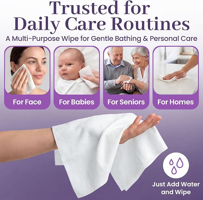 Disposable Dry Wipes, 50 Pack – Ultra Soft Non-Moistened Cleansing Cloths for Adults, Incontinence, Baby Care, Face Makeup Removal – 9.5" x 13.5" - Hospital Grade, Durable – by ProHeal