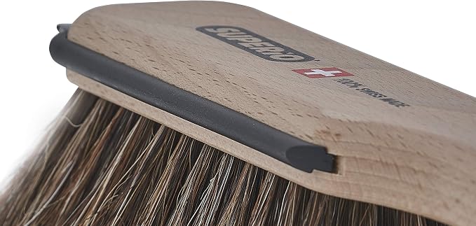 Superio Handheld Comfort Grip Dustpan and Brush Set - Hand Broom with Swiss Natural Horsehair Bristles.
