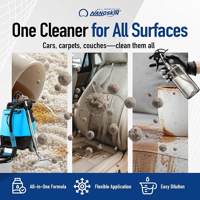 Nanoskin EXTRACTOR SHAMPOO Low Foaming Carpet Cleaner 16 Oz. - Machine Use Upholstery Cleaner, Stain Remover & Odor Eliminator on Rug Car Upholstery Carpets | For Automotive, Home, Office & More