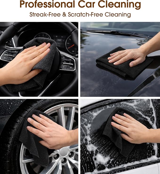 KitchLife Microfiber Cleaning Cloth Roll, 100 Pack - Tear-Away Microfiber Paper Towels, Lint-Free, Reusable, Washable for Kitchen, Car, Dishes, and Sensitive Surfaces (Black)