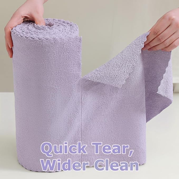 Jessy Home 80 Pack Microfiber Cleaning Cloth Roll Reusable Paper Towels 12"x12" Tear Away Cloth, Microfiber Towels for Cars, Wash Cloths, Lint Free Rags for House, Kitchen,Window,Cleaning Supplies