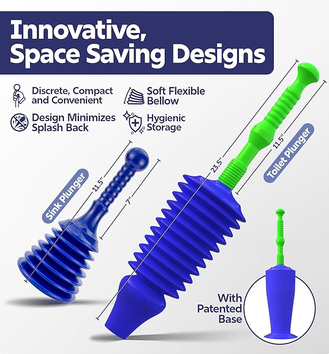 Luigi's Toilet & Sink Plunger Set - Blue
