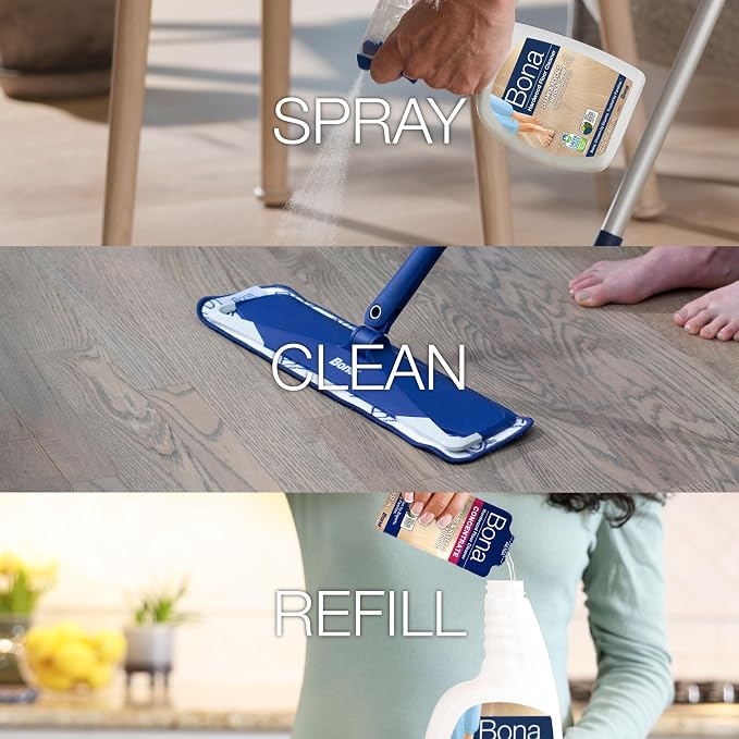 Bona® Hardwood Floor Cleaner Spray - 32 fl oz - Unscented - Includes Filled Bottle + Concentrate Refill for Hardwood Floor Cleaning