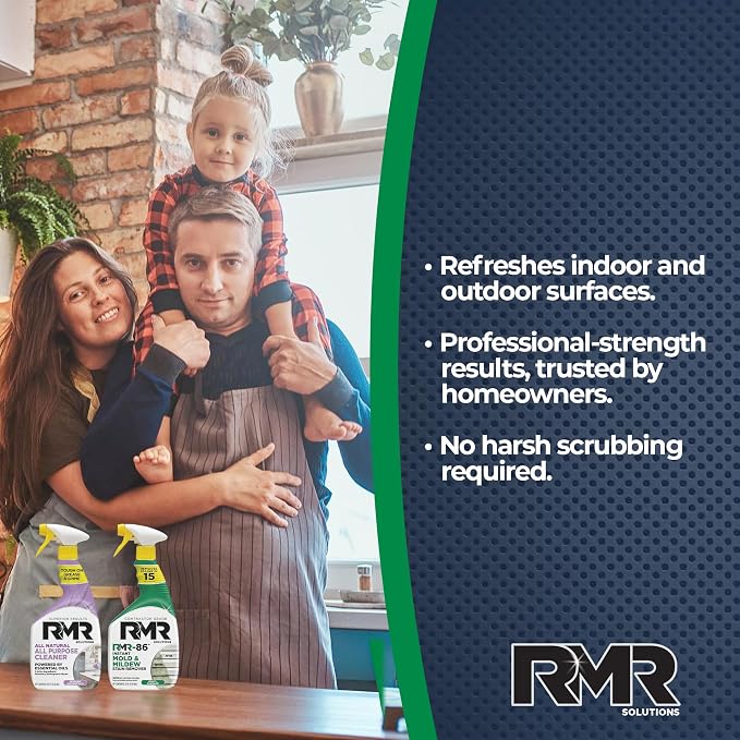 RMR Total Clean Team – Instant Stain Remover + All Natural All Purpose Cleaner, Indoor/Outdoor Cleaning Spray Kit for Kitchens, Bathrooms, Furniture, Siding, & Deck, 2–32 Oz Bottles