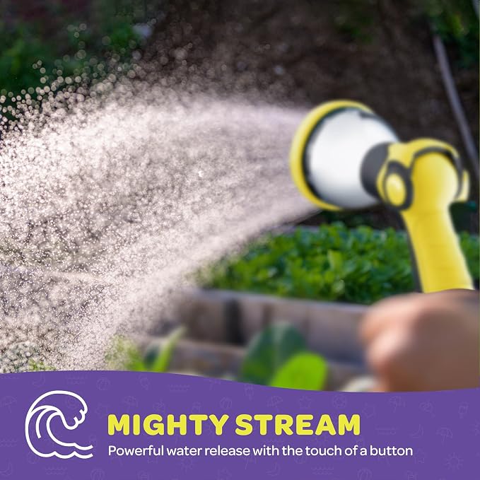 Hose Nozzle [Yellow] Heavy Duty Hose Sprayer With 10 Adjustable Watering Patterns. Thumb Control Design, Comfortable Ergonomic Grip, Garden Hose Nozzle for Watering Plants & Lawns/Fun showers/Cleaning