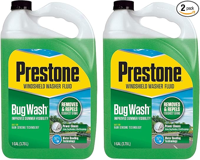 Prestone AS657 Bug Wash Windshield Washer Fluid, 1 Gallon (Pack of 2)