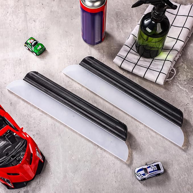 2 Pack 14 Inch Car Drying Squeegee Black Longer Silicone Water Squeegee Window Shower Blade Automotive Flexible Auto T-bar Rubber Squeegees for Car Windshield Glass Bathroom Wash Tool