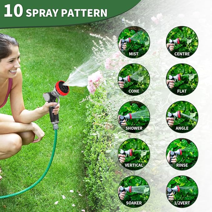 Hose Nozzle,Heavy Duty Metal Garden Hose Nozzles - 10 Spray Patterns | Leak-Proof Hose Sprayer Nozzle with Thumb Control, High Pressure Water Hose Nozzle for Watering Plants, Car and Pet