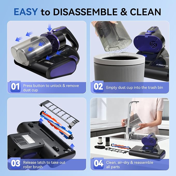Mattress Vacuum Cleaner, 600W 16KPa Corded Bed Vacuum with 140°F Hot Air & HEPA Filter, Deep Cleaner for Mattress, Sofa, Crib, Dust & Pet Hair