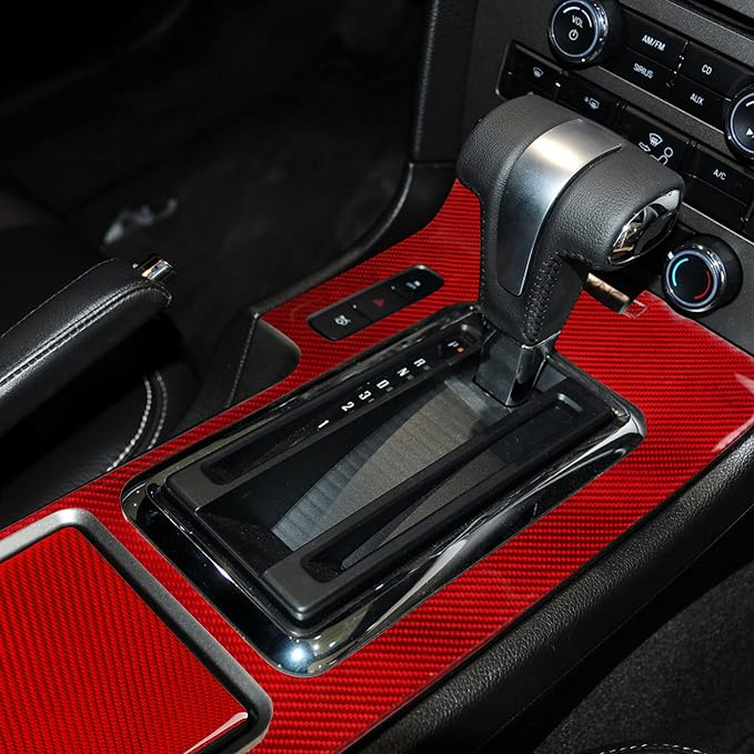 Real Carbon Fiber Trim for Ford Mustang Accessories | for 2009 2010 2011 2012 2013 2014 Gear Shift Panel Frame Trim Glove Storage Box Cover Interior Thick Overlay Decal 4PCs