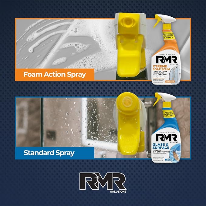 RMR Shower Shield Power Pack – Glass & Surface Cleaner/Repellent + Xtreme Soap Scum Remover, Multi-Surface Cleaning Kit for Bathroom, Tile, Glass, & Surfaces, 2–32 Oz Bottles