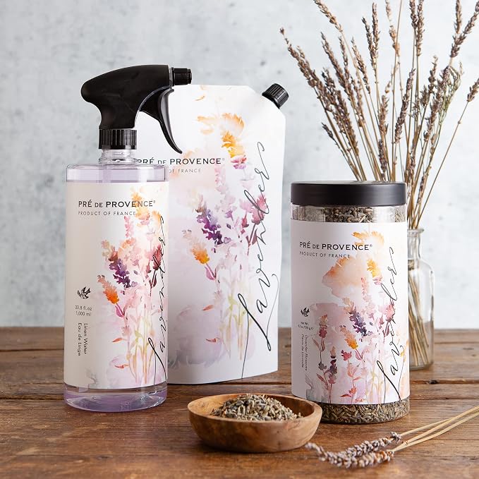 Pre de Provence Provincial Lavender Collection Soft Calming Scent for Your Home, Linen Water Refill, 33.8 fl oz