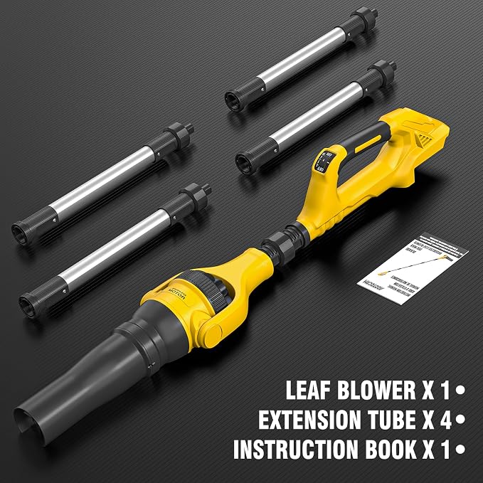 Roof Gutter Cleaning from The Ground, Leaf Blowers for Dewalt 20V Battery | (Tool Only)55" extension pole, brushless motor,580CFM/180MPH,270° nozzle clean roof gutters safely from the ground