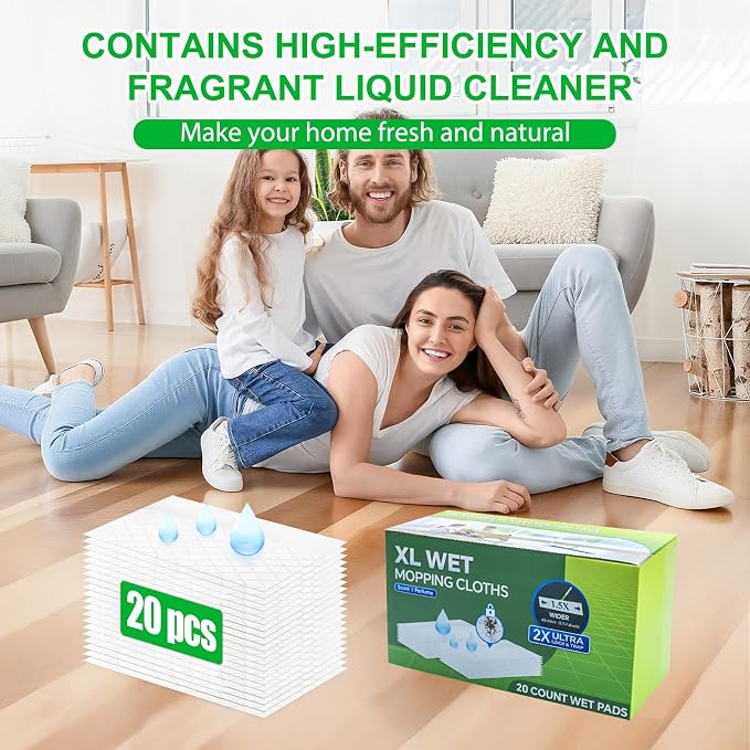 20 Count XL Wet Pads Refills for Swiffer Sweeper XL Mop | Disposable X-Large Wet Mopping Cloths, Multi-Surface Floor Cleaning, Good Solution for Pet Hair (Mop not Included)