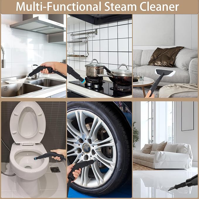 Steam Cleaner, 2500W Handheld Steam Cleaner for Home, 15s Fast Heat-Up, 6-Level Adjustable Portable Steam Cleaner for Upholstery, Grout, Floor, car (White)
