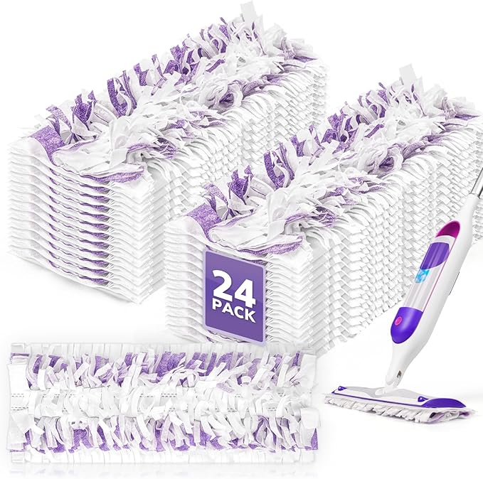 AIR U+ 24 Pack Disposable Power Mop Pads Refills for Swiffer Power Mop | Unscented 14-Layer Thickened, Wet and Dry Use, Multi-Surface Replacement Mopping Refills Pads for Floor Surface Cleaning
