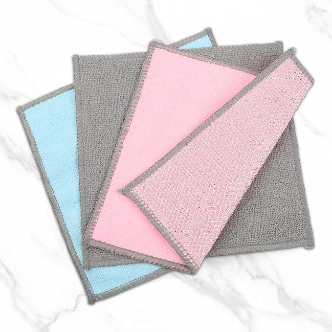 12Pack Upgrade Multi-Purpose Wire Dishcloths, Double-Side Non Scratch Wire Dishcloth, Silver Mesh Dish Cloths, Reusable Metal Mesh Cleaning Cloths, Mesh Scrub Cloths for Kitchen/Stove/Oven