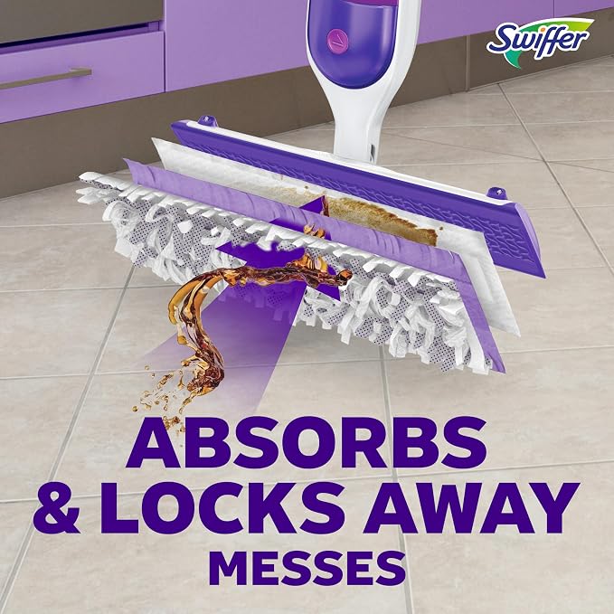 Swiffer PowerMop Multi-Surface Mopping Pad Refills for Floor Cleaning, Microfiber, 11 Count, White/Purple