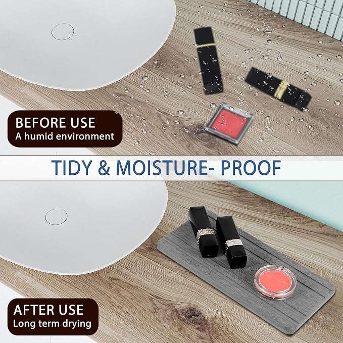 3PCS Water Absorbing Stone Tray, DryingNeat Diatomite Stone Sink Tray, Instant Dry Sink Coasters, Kitchen Sponge Hand Soap Holder, Countertop Fast Drying Counter Trays,8 * 4inch and 4 * 4inch
