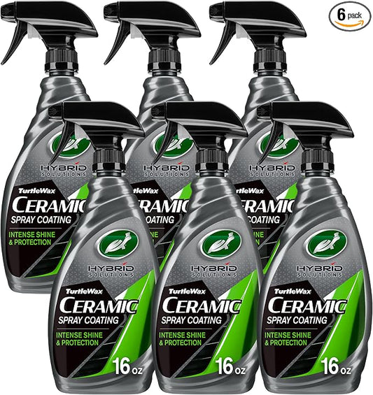 Turtle Wax Hybrid Solutions Ceramic Spray Coating, High Shine Car Wax, Offers Durable Paint Protection, Extreme Water Beading Action, Safe for Glass, Wheels, Trim and More, 16 oz (Pack of 6)