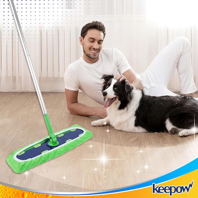 KEEPOW 12PCS Mop Pads Replacement Compatible with Swiffer Wet Pads Refill XL Size, Reusable Mop Pads for Hardwood Floor Cleaning