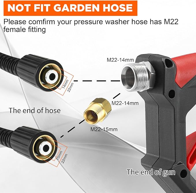 Tool Daily Short Pressure Washer Gun with Foam Cannon, Car Wash Brush | 15° Curved Car Washing Brush with Long Handle, 5 Spray Nozzle Tips, 1/4 Inch Quick Connect