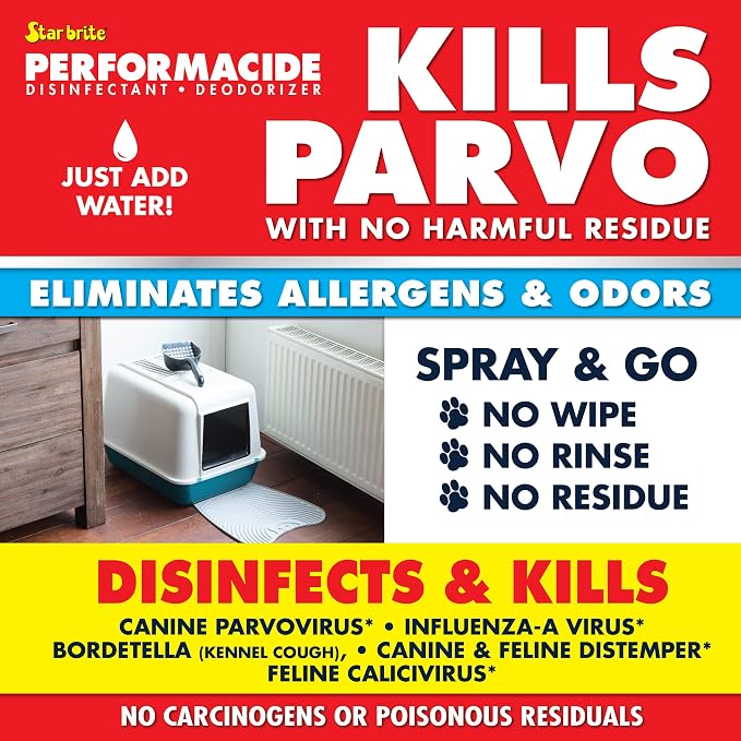 STAR BRITE Performacide 1 Gallon Refill (3 Pack) – Kills Parvo Virus, Ideal for Veterinary Hospitals & Kennels