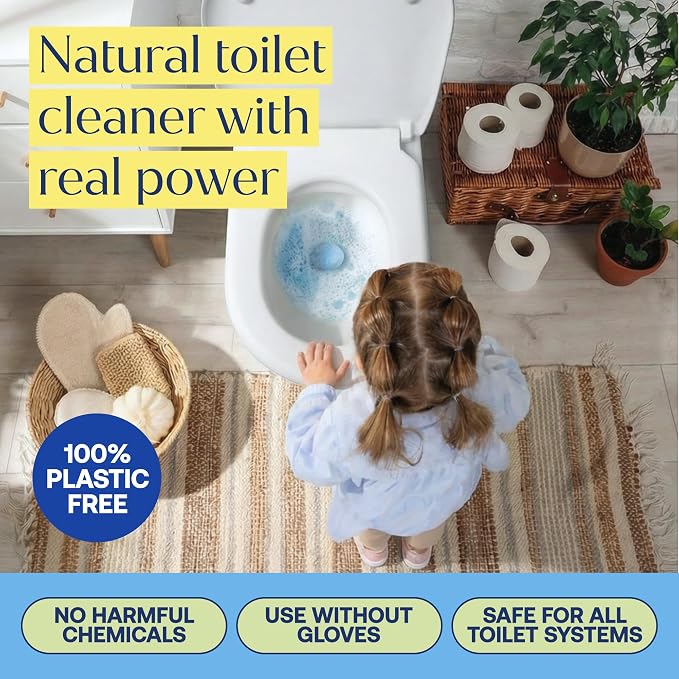 Fab Tab Toilet Cleaner Tablets for Bowl, Powerful Active Toilet Stain and Rust Removal, No Plastic or Harmful Chemicals, Safe for Regular and Septic Tanks, Lemon & Eucalyptus Scent - 20 Pack