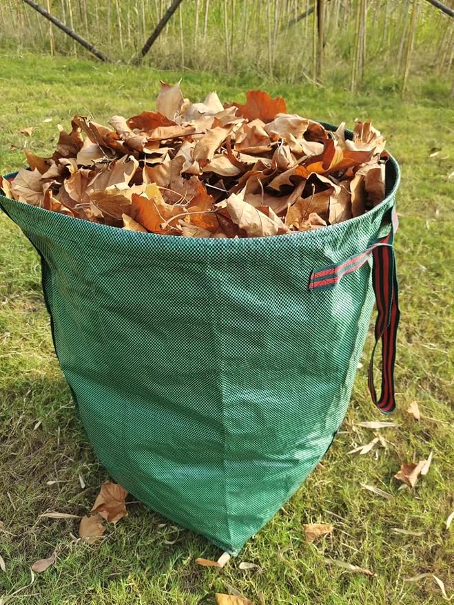 2-Pack 40-Gallon Heavy-Duty Reusable Yard Waste Bags with Gloves | For leaves, lawn, grass clippings, camping. Durable, foldable, easy carry and storage