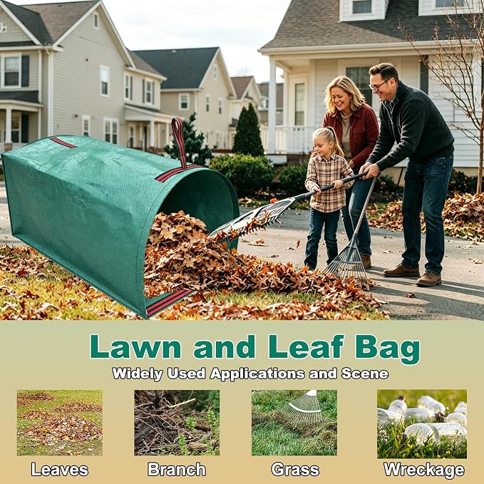 72 Gallon Leaf Collector, Garden Dustpan-Type Reusable Leaf Bag | Heavy Leaf Pick up Tool Collapsible Lawn and Leaf Bag, Garden Yard Waste Container for Leaves, Grass Clippings, Lawn Debris
